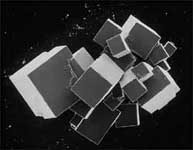 polyèdre régulier, la forme cubique se trouve dans les cristaux de sel.  JPEG - 9.5 ko
