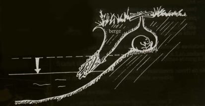 Le castor commence par une galerie sous l'eau et celle-ci conduit à son terrier dans la pente de la berge.  JPEG - 42.8 ko